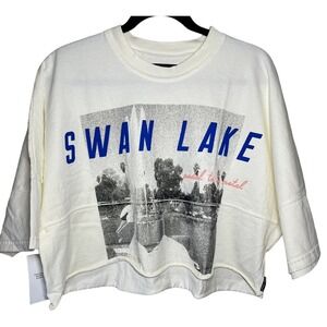 Spirit Jersey SWAN LAKE Pedal To The Metal Crop Top NWT Women's L Short Sleeve